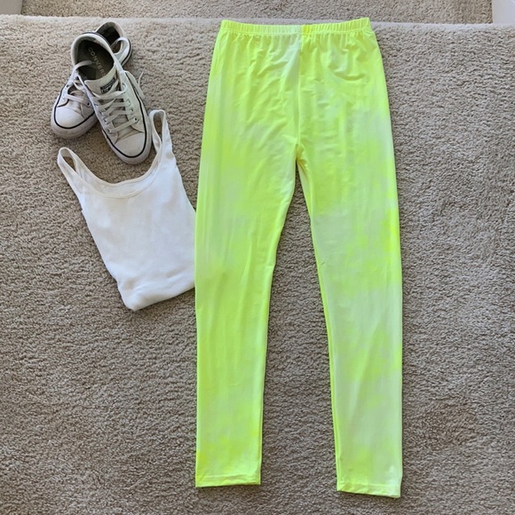 Neon Yellow Tie Dye Leggings - Picture 6 of 6